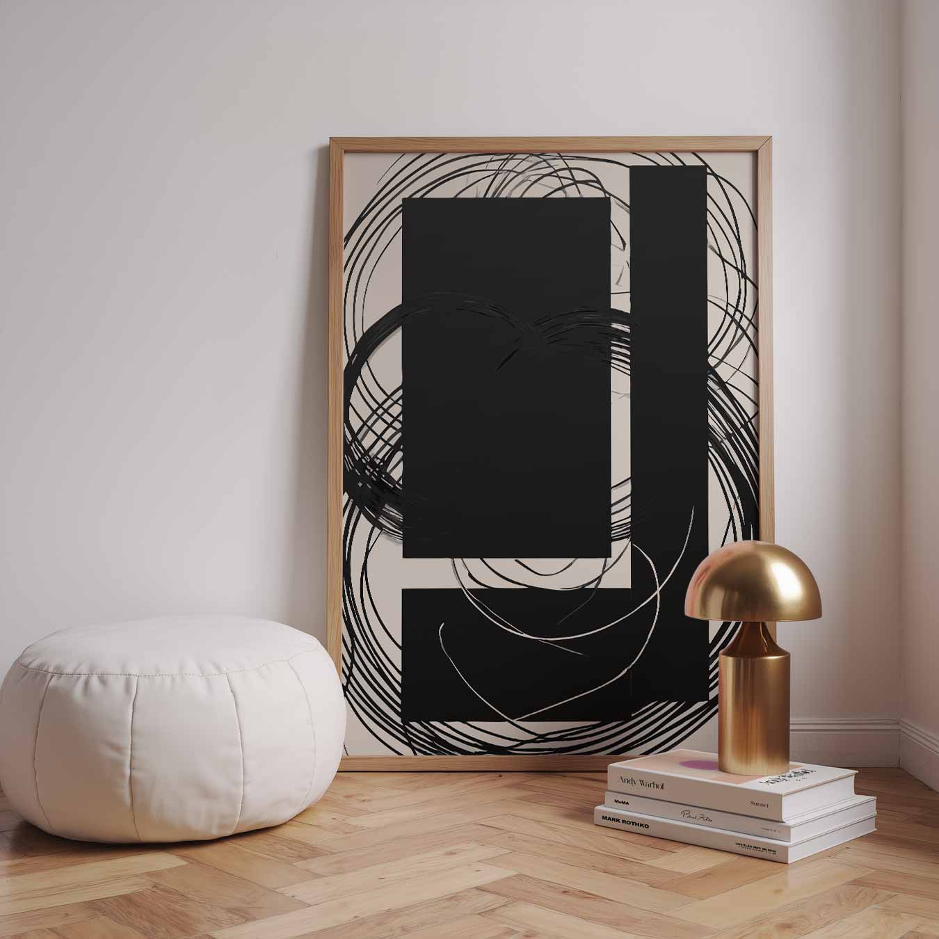 Abstracte Chaos in Zwart Poster