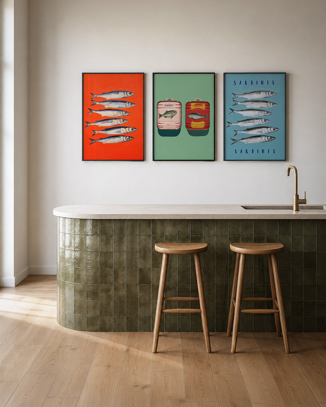 Vissen op rood Posterset