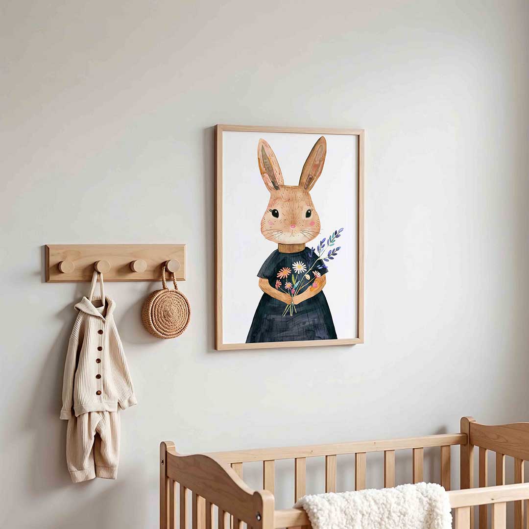 Konijn met bloemen Poster