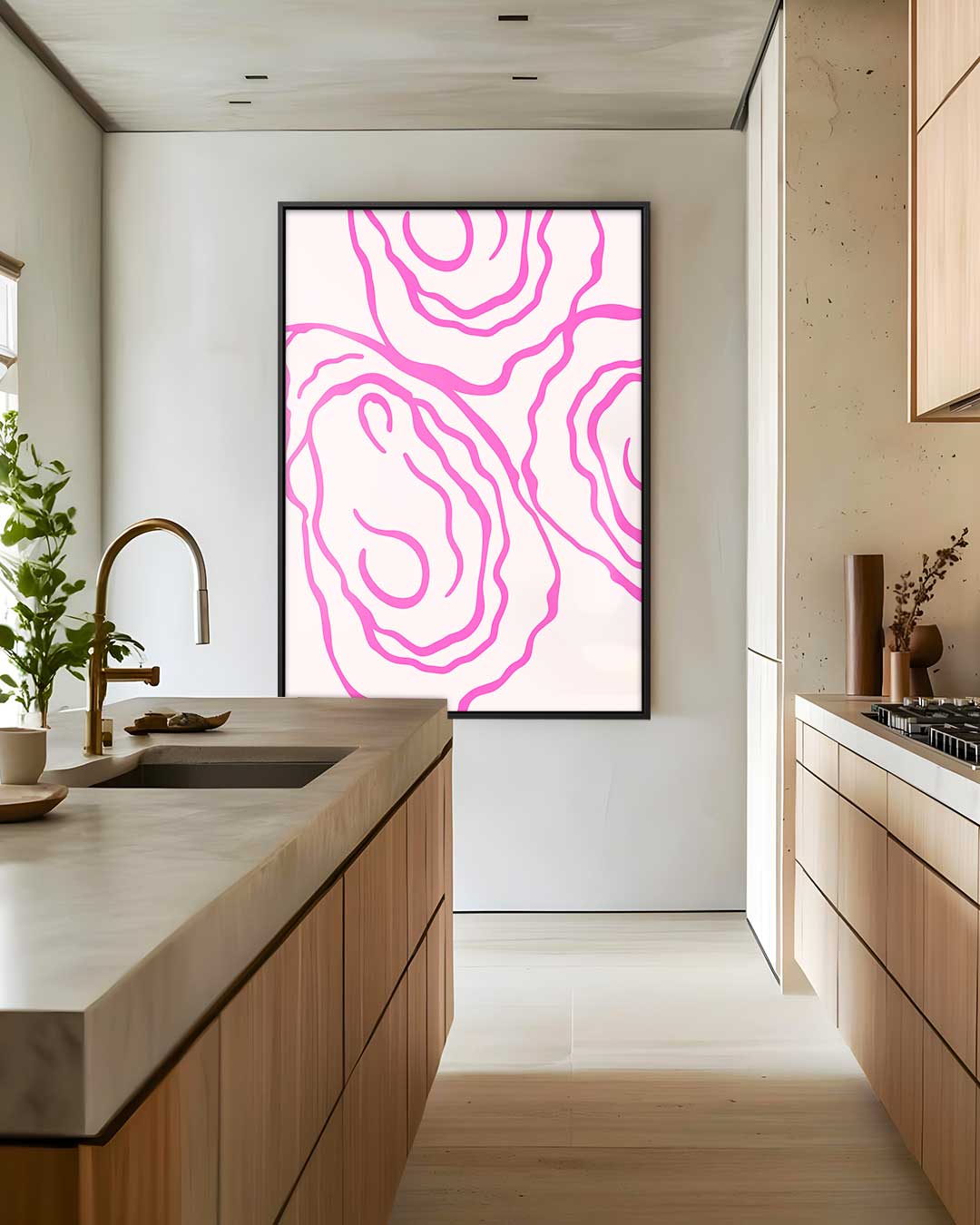 Abstracte Roze Golven Kunstwerk-canvas-dibond-plexiglas-wanddecoratie-WallArtistic