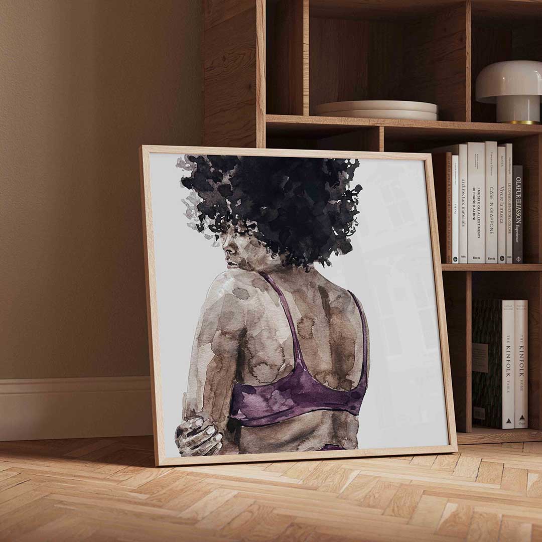 Vrouw met krullend haar Poster