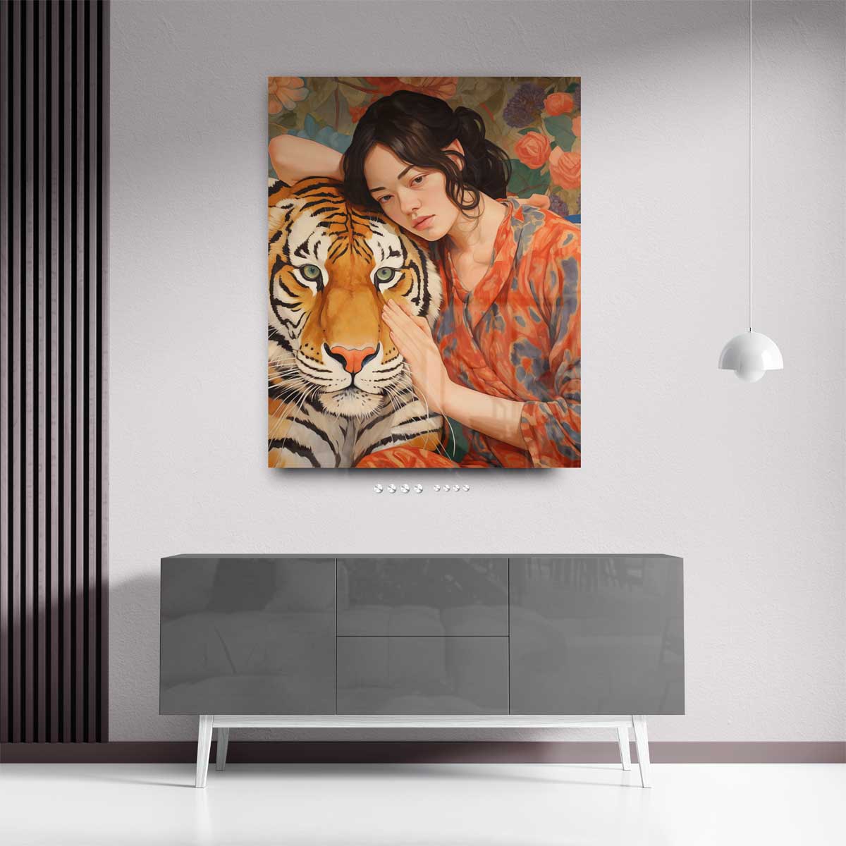 Betoverende Band tussen Mens en Tijger Kunstwerk-canvas-dibond-plexiglas-wanddecoratie-WallArtistic