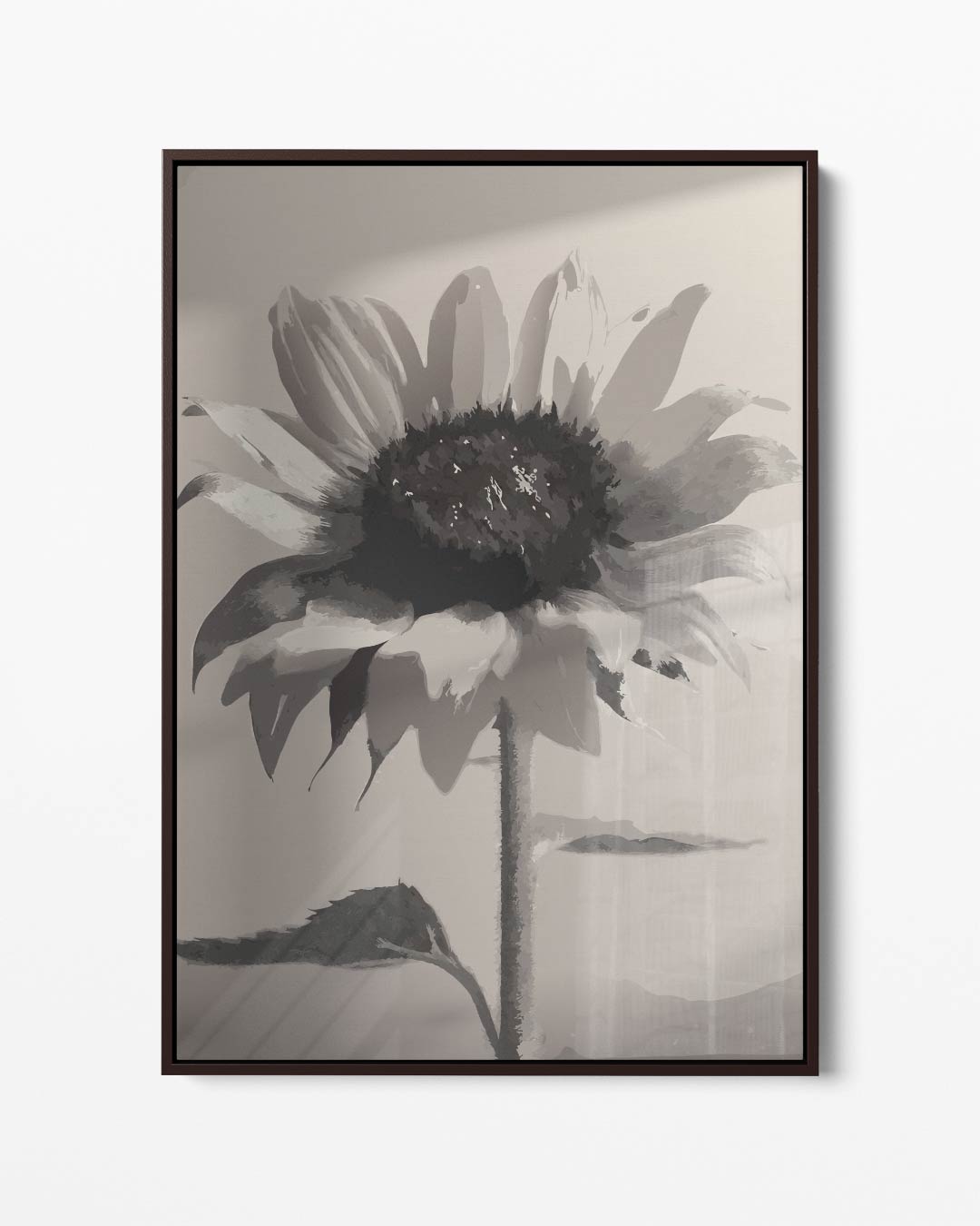 Zwart-witte Zonnebloem Kunstwerk-canvas-dibond-plexiglas-wanddecoratie-WallArtistic