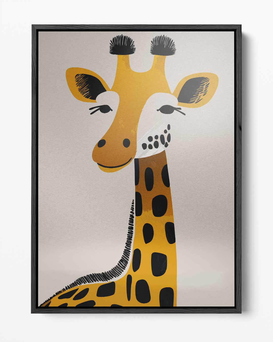Speelse Giraffe Illustratie Kunstwerk-canvas-dibond-plexiglas-wanddecoratie-WallArtistic