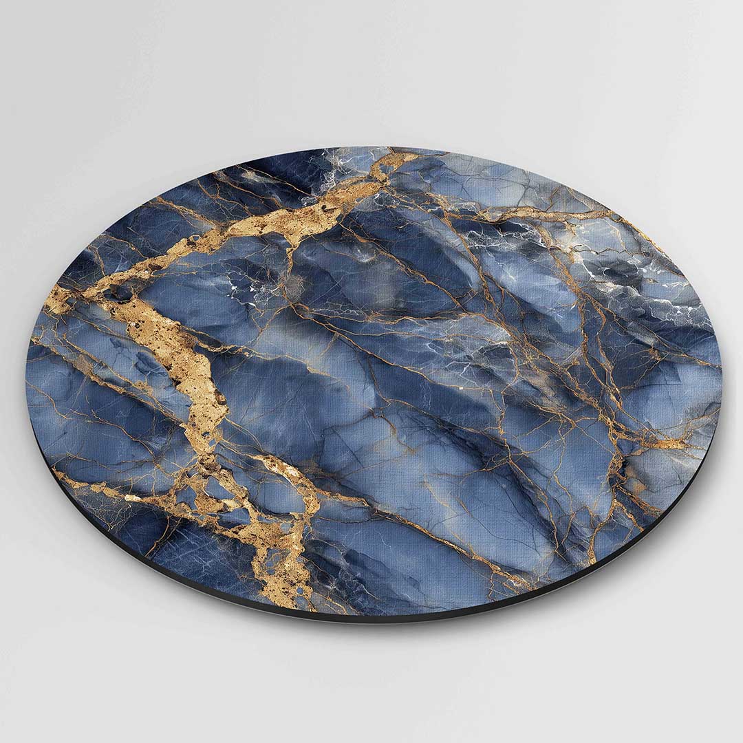 Blauwe en gouden aderen Muurcirkel