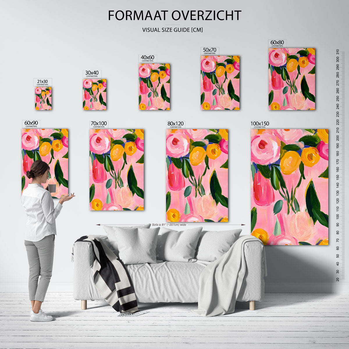 Bloemen in roze en geel Poster