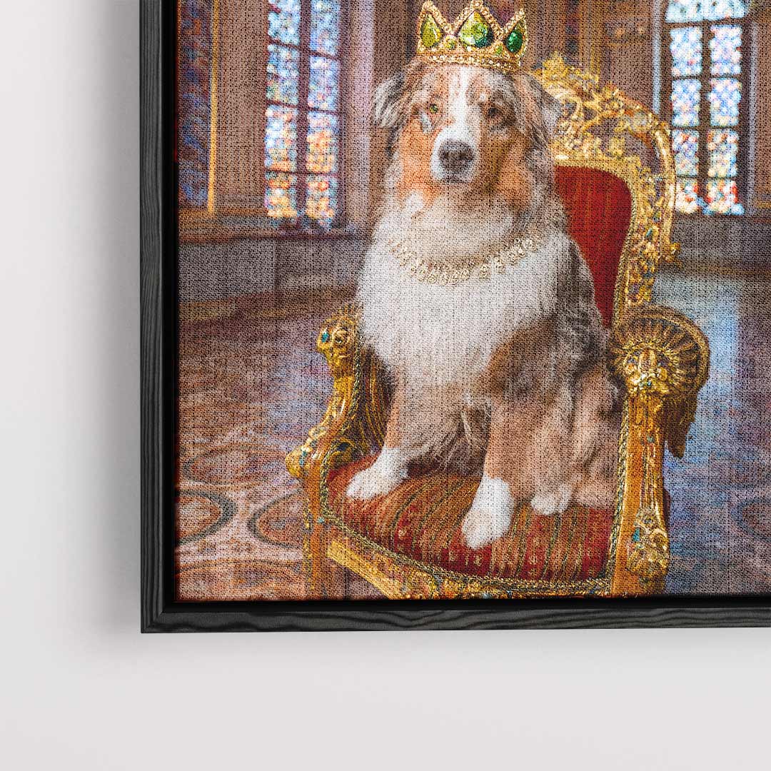Koninklijke Hond op Gouden Troon Kunstwerk-canvas-dibond-plexiglas-wanddecoratie-WallArtistic