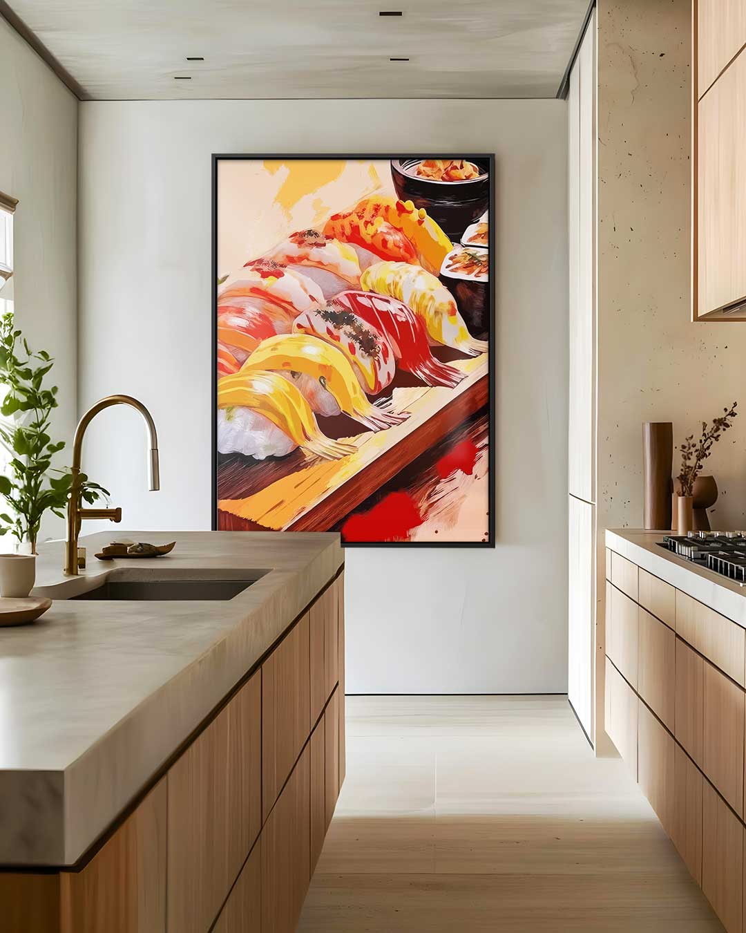 Kleurrijke Sushi Expressie Kunstwerk-canvas-dibond-plexiglas-wanddecoratie-WallArtistic