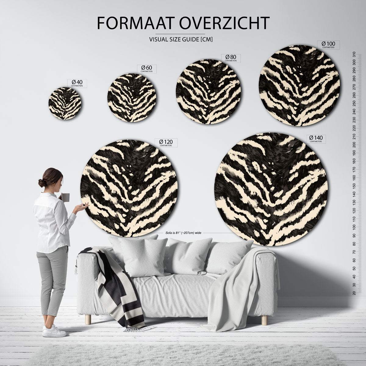 Zebra patroon Muurcirkel