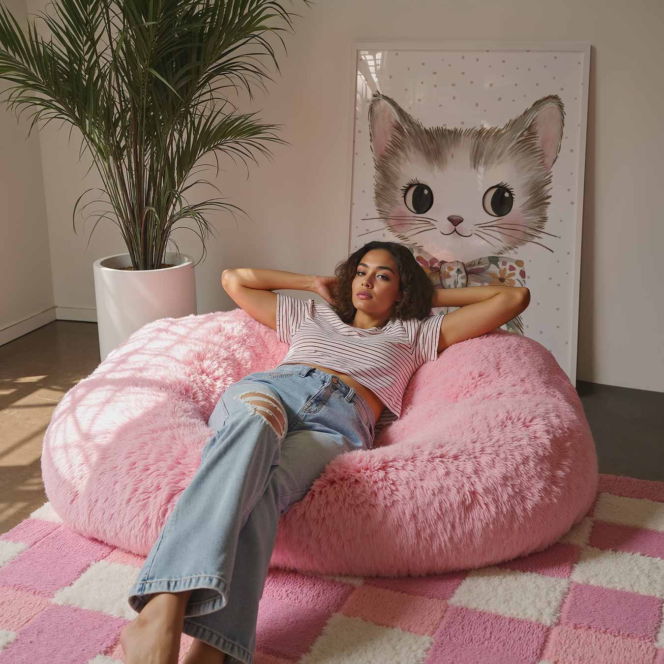 Schattige Kitten Poster met Bloemenstrik Poster