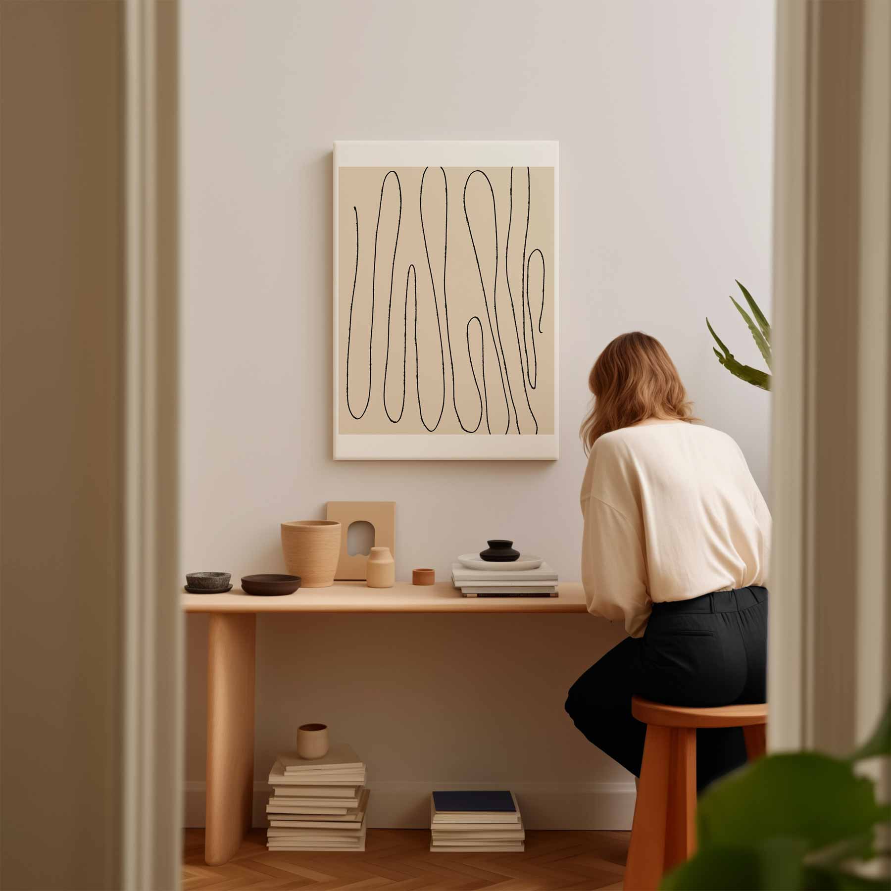 Zachte Lijnen Abstract Kunstwerk-canvas-dibond-plexiglas-wanddecoratie-WallArtistic