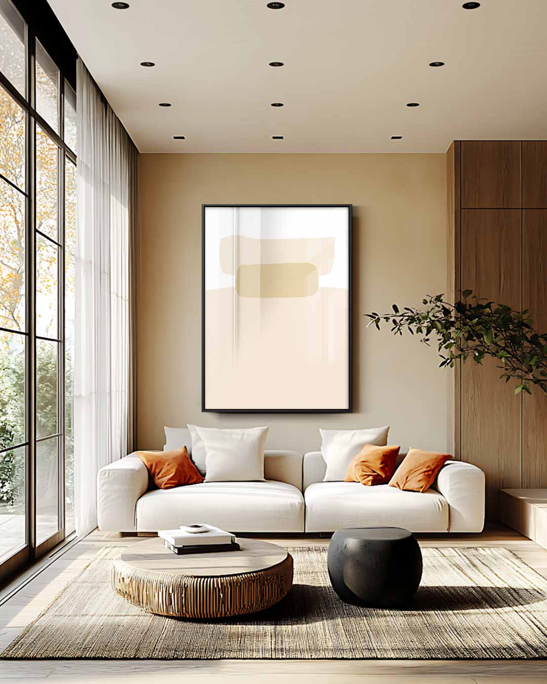 Zacht Neutraal Abstract Kunstwerk-canvas-dibond-plexiglas-wanddecoratie-WallArtistic