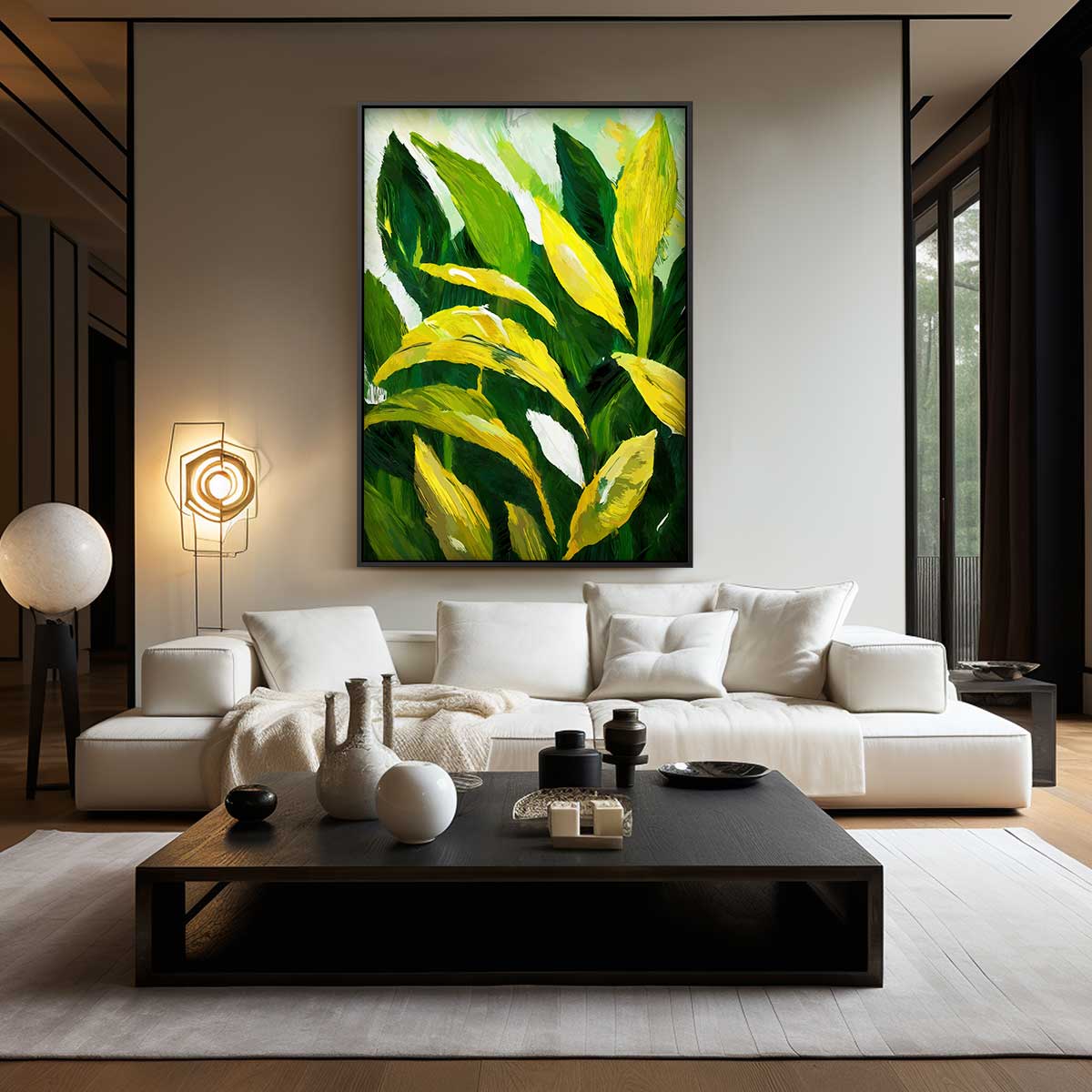 Tropische Bladeren Schilderij Kunstwerk-canvas-dibond-plexiglas-wanddecoratie-WallArtistic