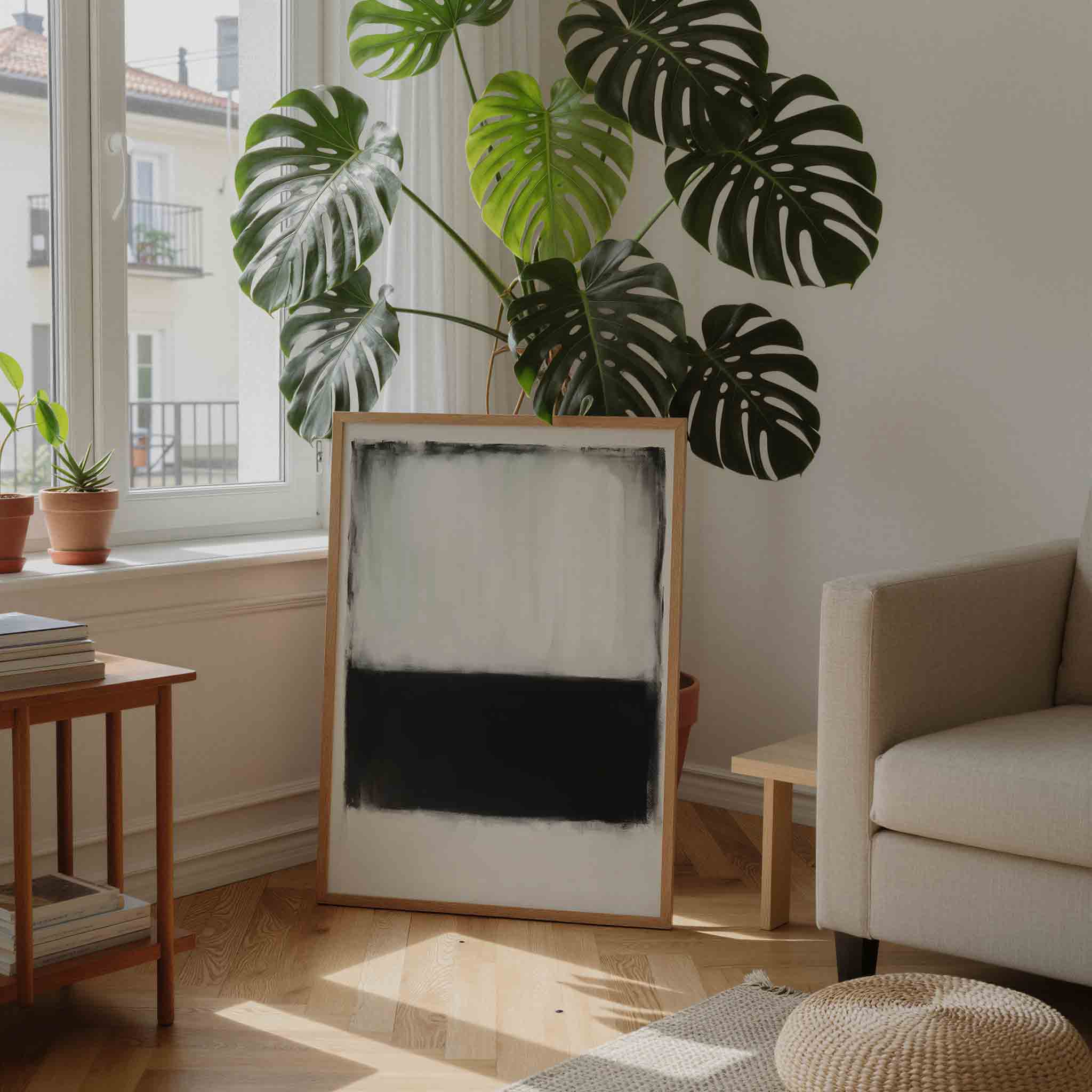 Zwart en wit rechthoek Poster