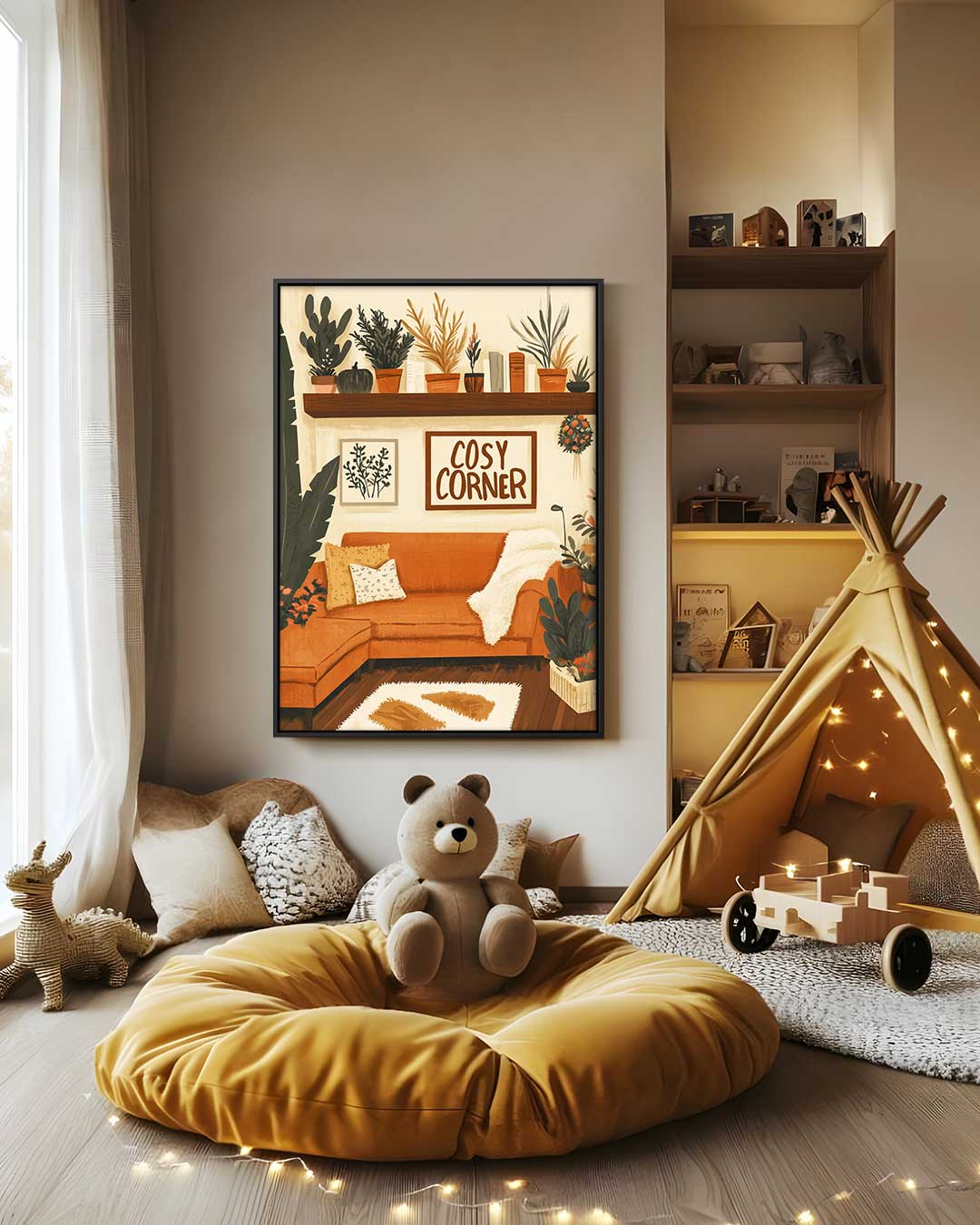 Gezellige Hoek Illustratie Kunstwerk-canvas-dibond-plexiglas-wanddecoratie-WallArtistic