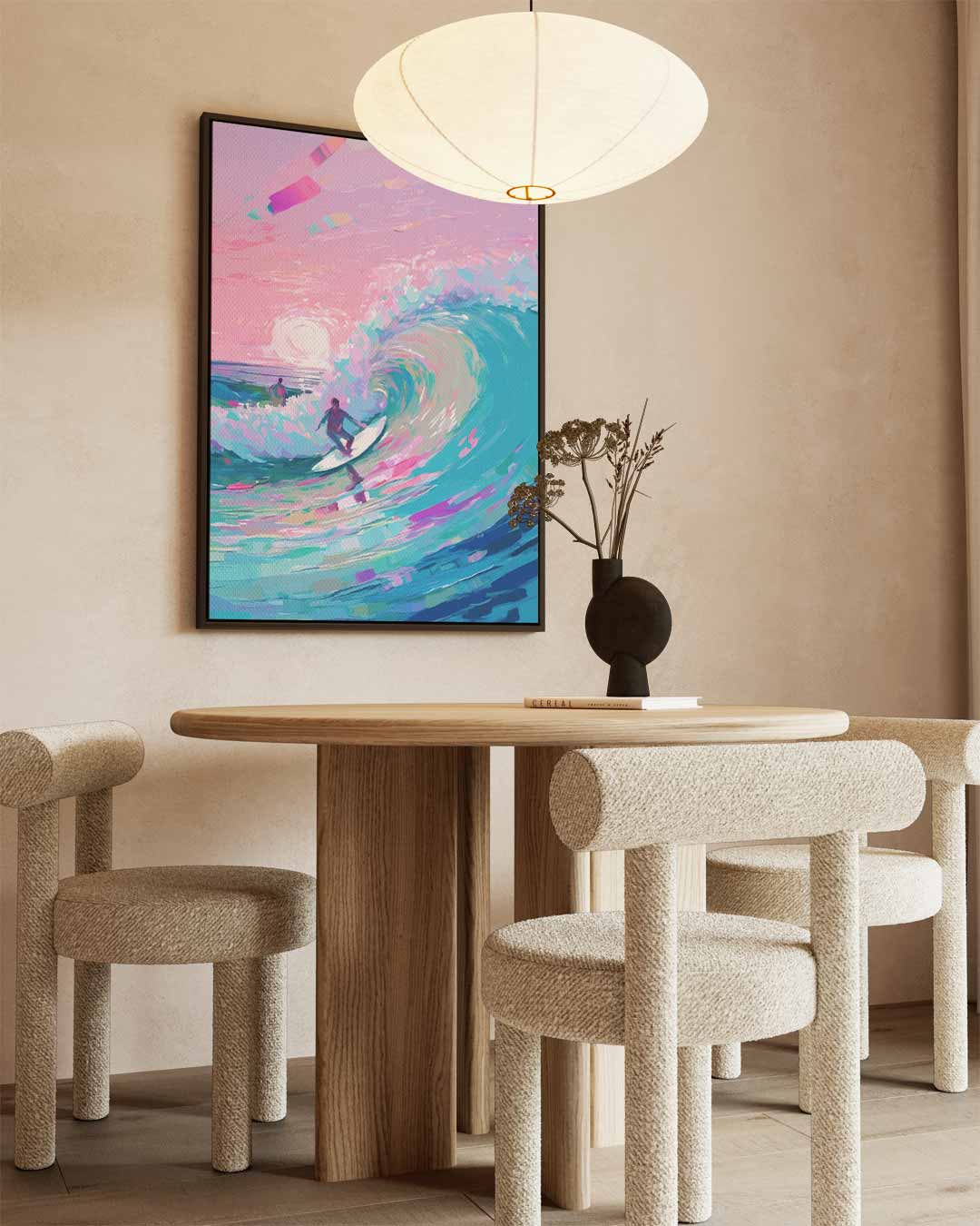 Surfen bij Zonsondergang Kunstwerk-canvas-dibond-plexiglas-wanddecoratie-WallArtistic
