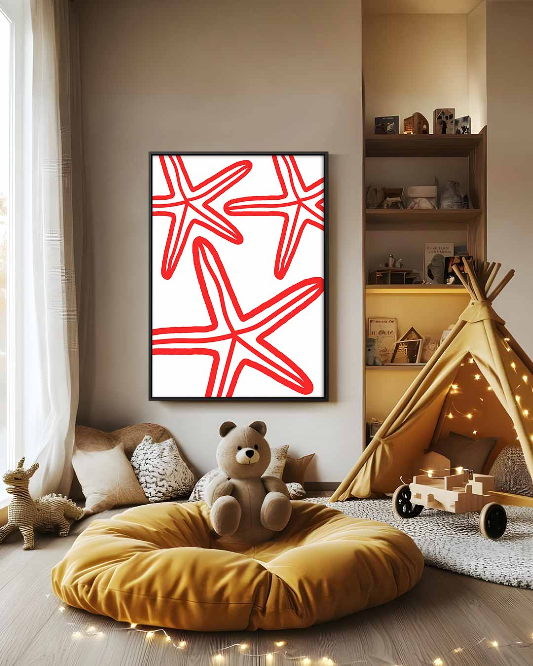 Zee Sterren Illustratie Kunstwerk-canvas-dibond-plexiglas-wanddecoratie-WallArtistic