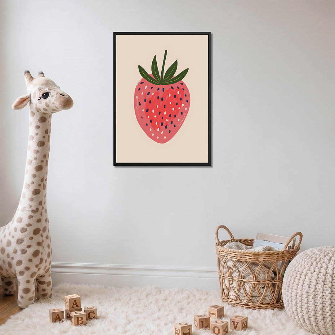 Speelse aardbei illustratie Kunstwerk