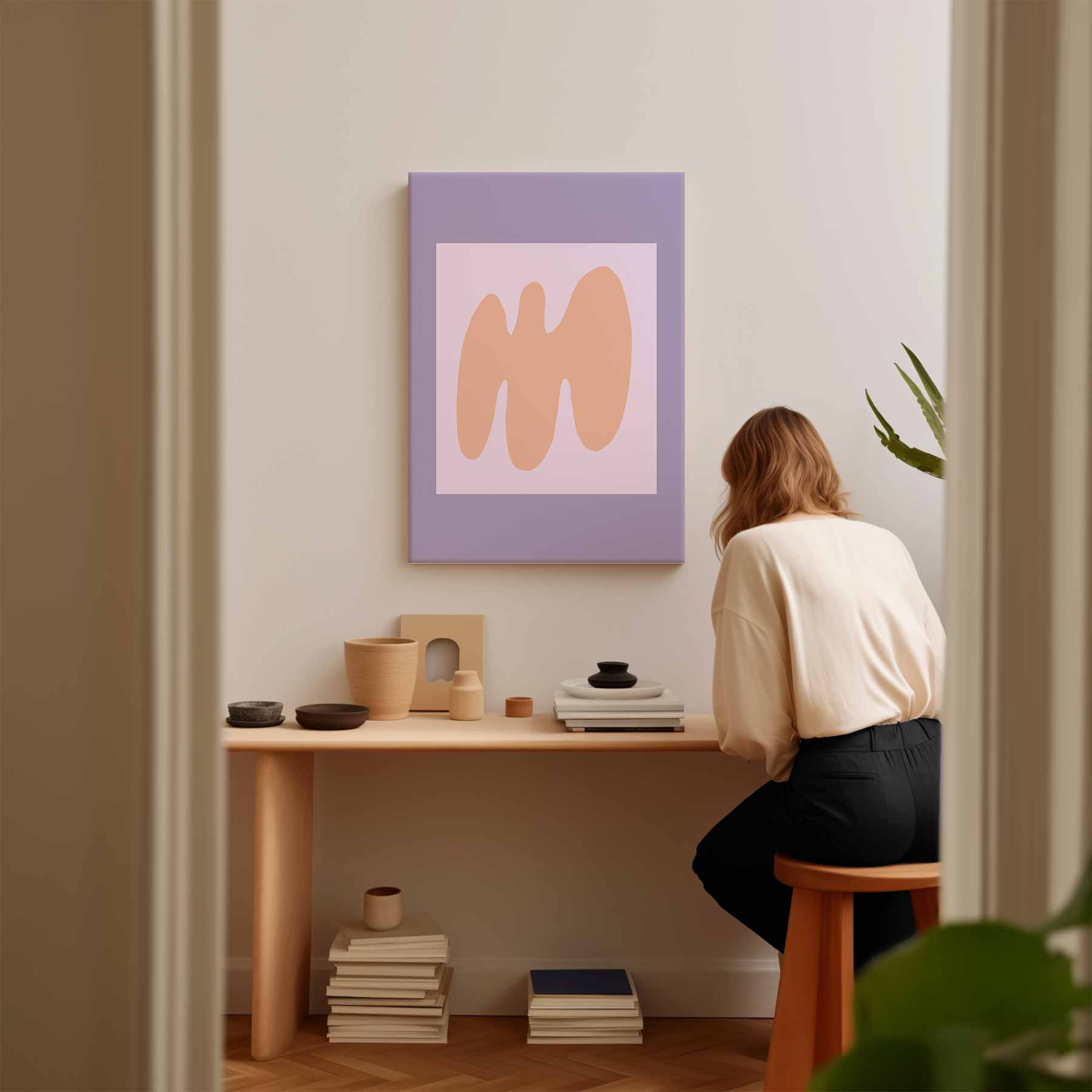 Zachte Aardetinten Abstractie Kunstwerk-canvas-dibond-plexiglas-wanddecoratie-WallArtistic