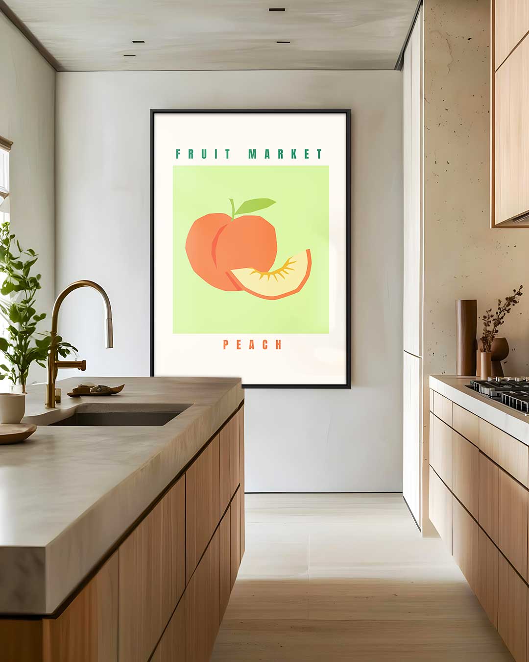 Fruit Market Perzik Poster Kunstwerk-canvas-dibond-plexiglas-wanddecoratie-WallArtistic