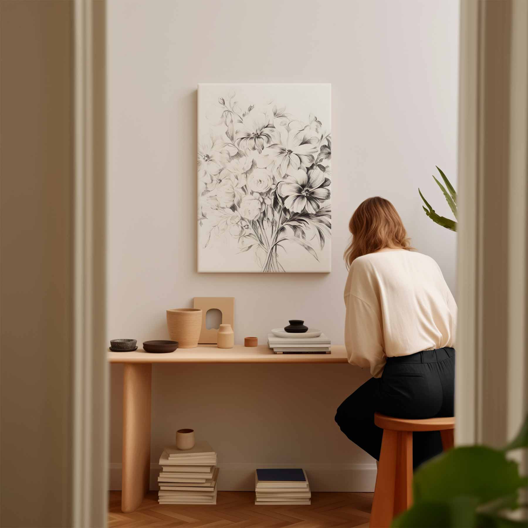 Zwart-wit Bloemenpracht Kunstwerk-canvas-dibond-plexiglas-wanddecoratie-WallArtistic