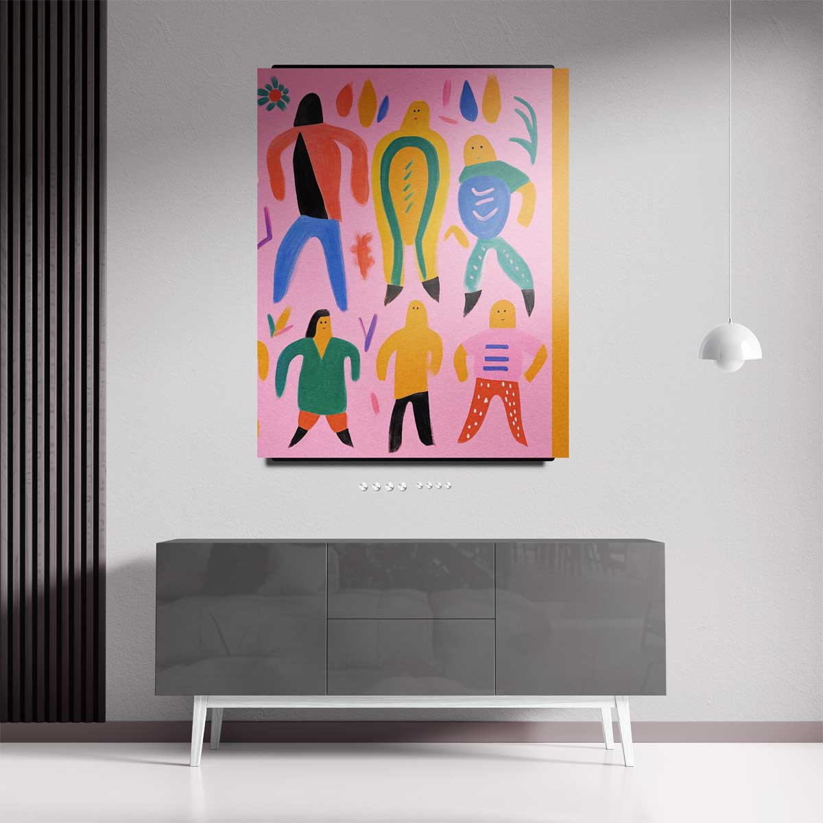 Kleurrijke Dans van Vormen Kunstwerk-canvas-dibond-plexiglas-wanddecoratie-WallArtistic
