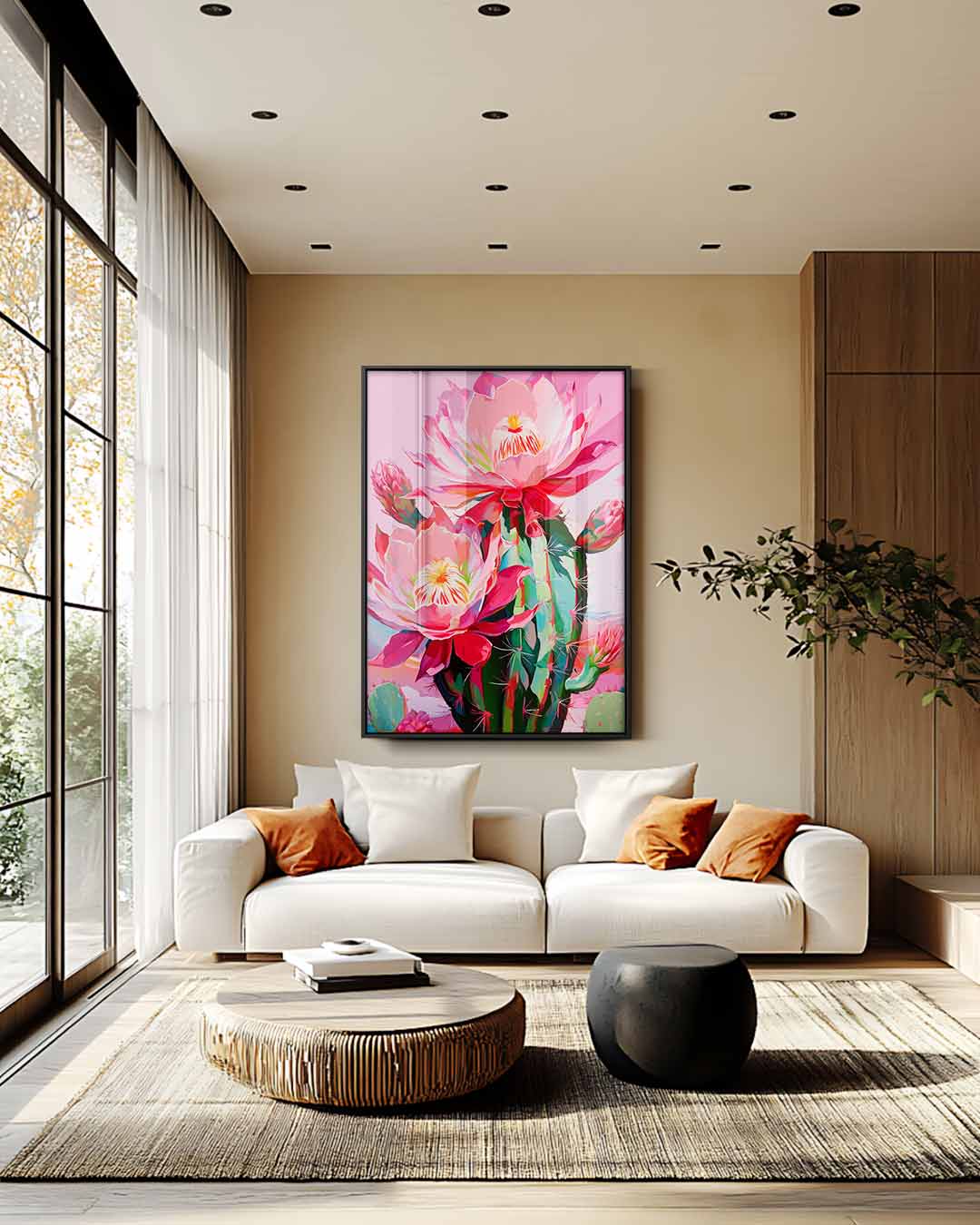Bloeiende Cactus Pracht Kunstwerk-canvas-dibond-plexiglas-wanddecoratie-WallArtistic