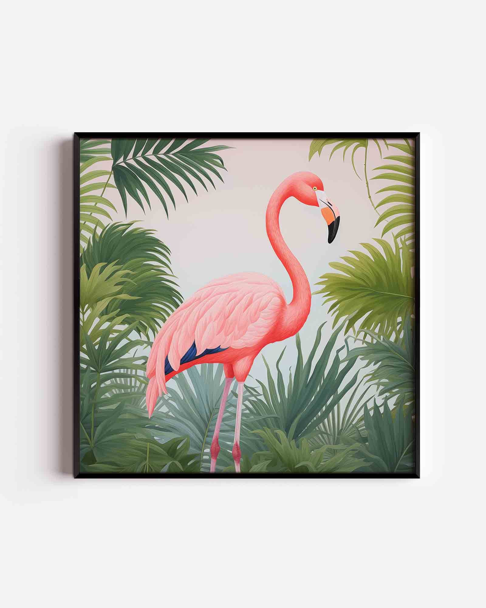 Flamingo in tropisch groen Poster