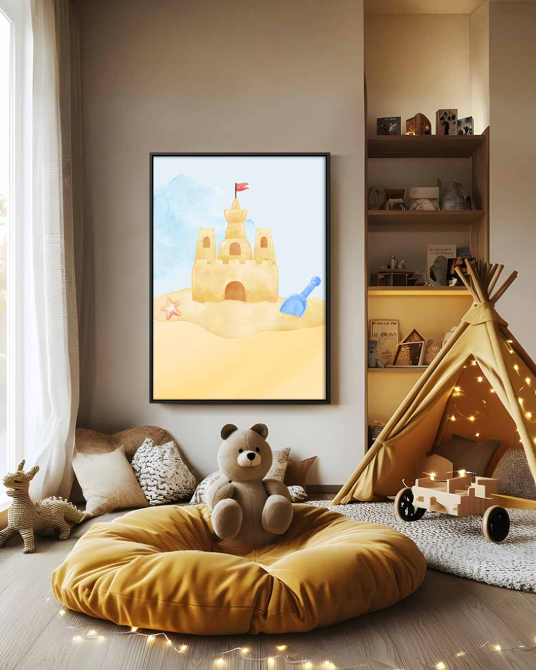 Zandkasteel Avontuur Kunstwerk-canvas-dibond-plexiglas-wanddecoratie-WallArtistic