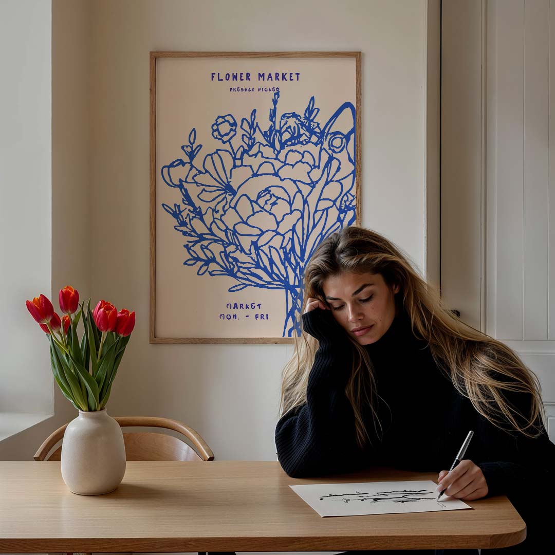 Bloemenmarkt Illustratie Poster-WallArtistic