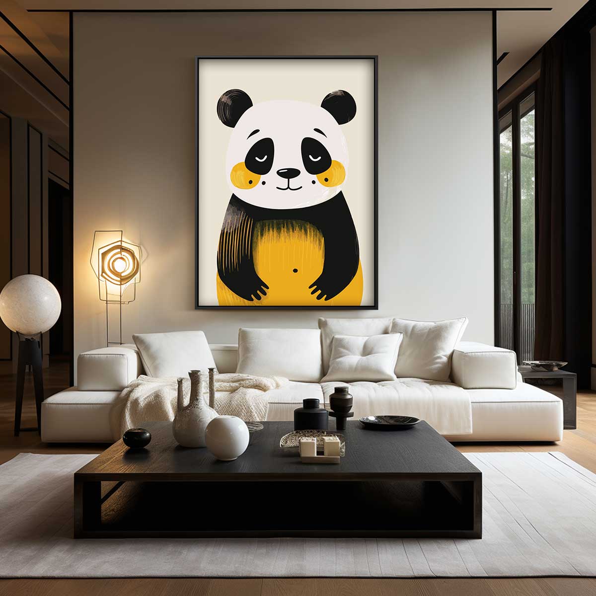 Vrolijke Panda Print Kunstwerk-canvas-dibond-plexiglas-wanddecoratie-WallArtistic
