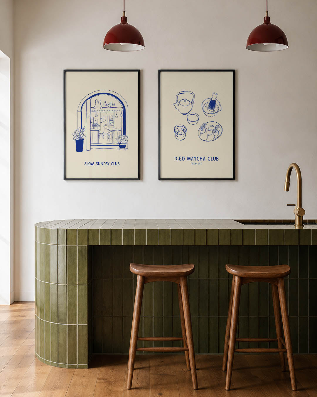 Koffiehuis illustratie Posterset