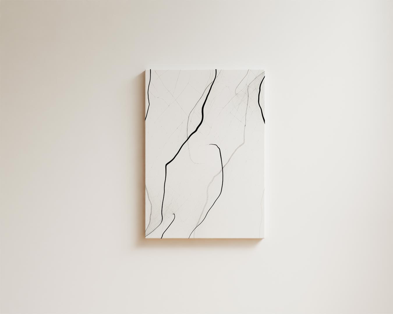 Zwarte Lijnen op Witte Rust Kunstwerk-canvas-dibond-plexiglas-wanddecoratie-WallArtistic