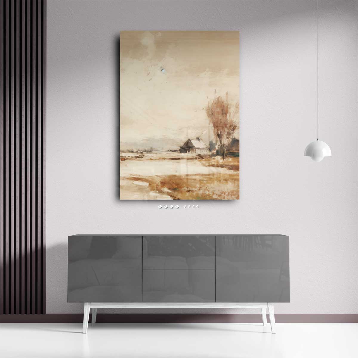 Winterlandschap met Boerderij Kunstwerk-canvas-dibond-plexiglas-wanddecoratie-WallArtistic