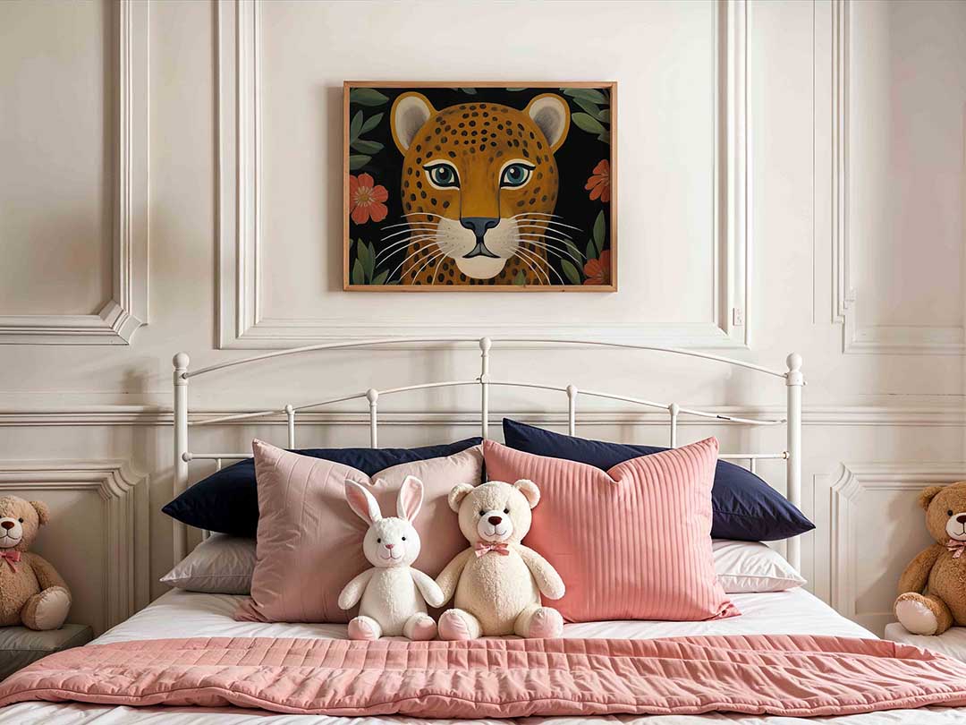 Luipaard en bloemen Poster