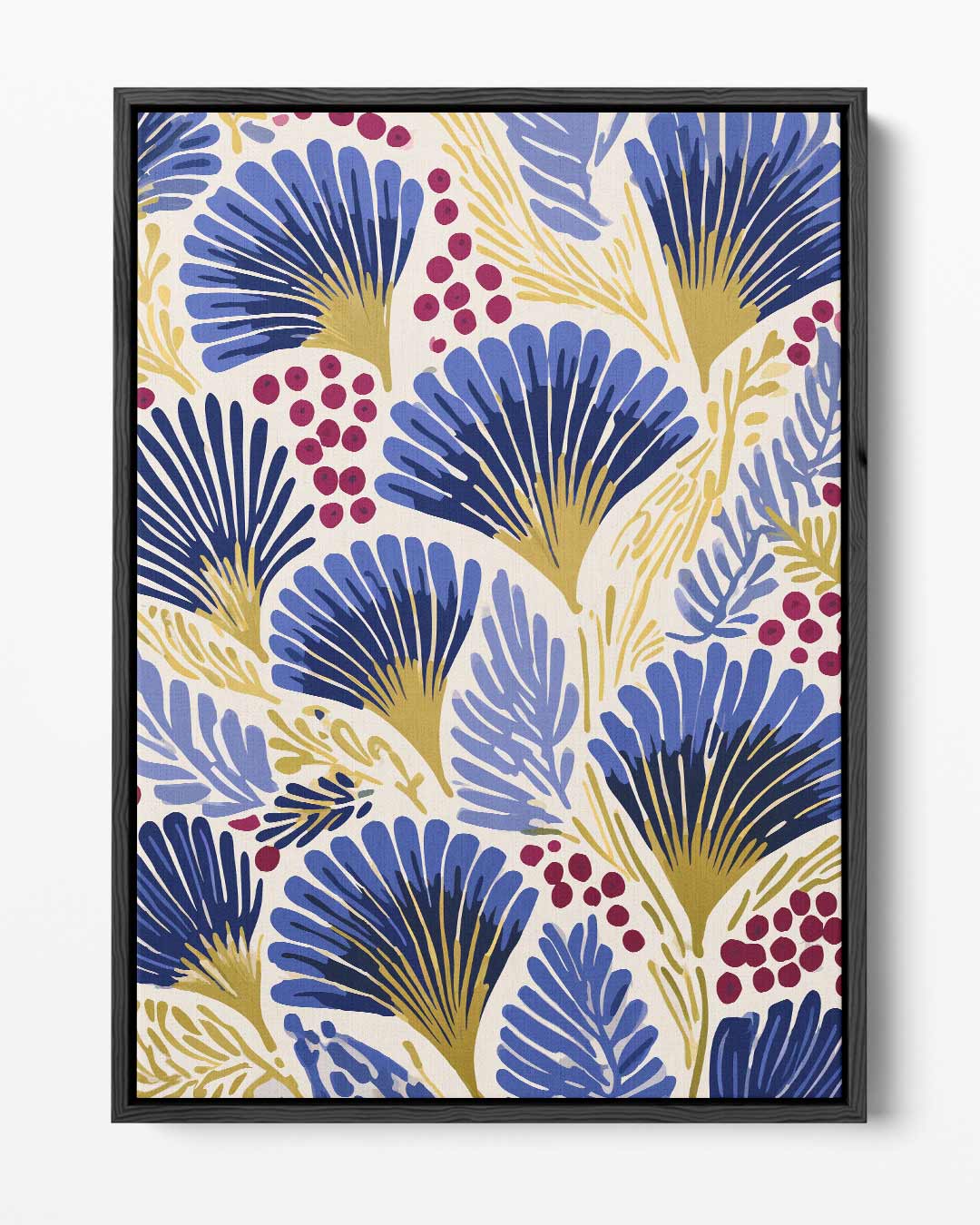 Blauwe Botanische Vibes Kunstwerk-canvas-dibond-plexiglas-wanddecoratie-WallArtistic