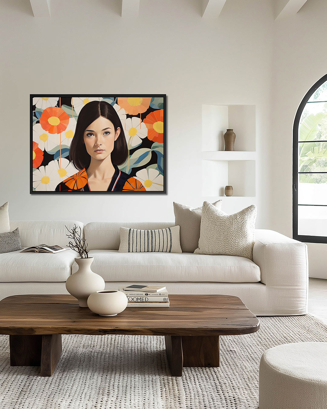 Vrouw met bloemen Kunstwerk