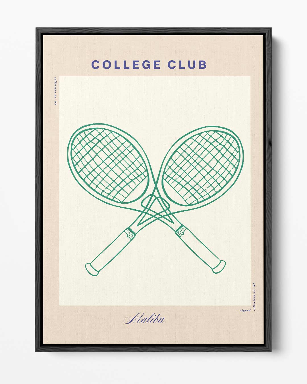 Tennisracket Illustratie - College Club Kunstwerk-canvas-dibond-plexiglas-wanddecoratie-WallArtistic