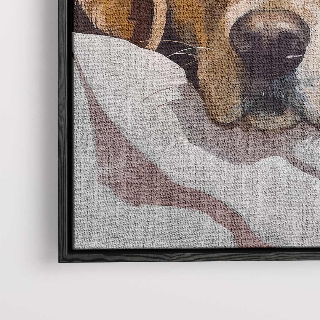 Schattige Hond aan het Chillen Kunstwerk-canvas-dibond-plexiglas-wanddecoratie-WallArtistic