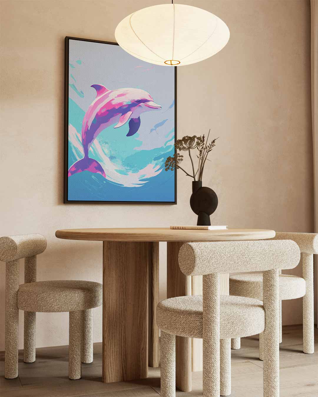 Dromerige Dolfijn Kunstwerk-canvas-dibond-plexiglas-wanddecoratie-WallArtistic
