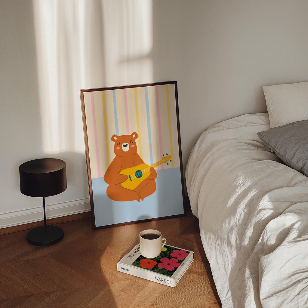 Vrolijke Beer Met Gitaar Poster