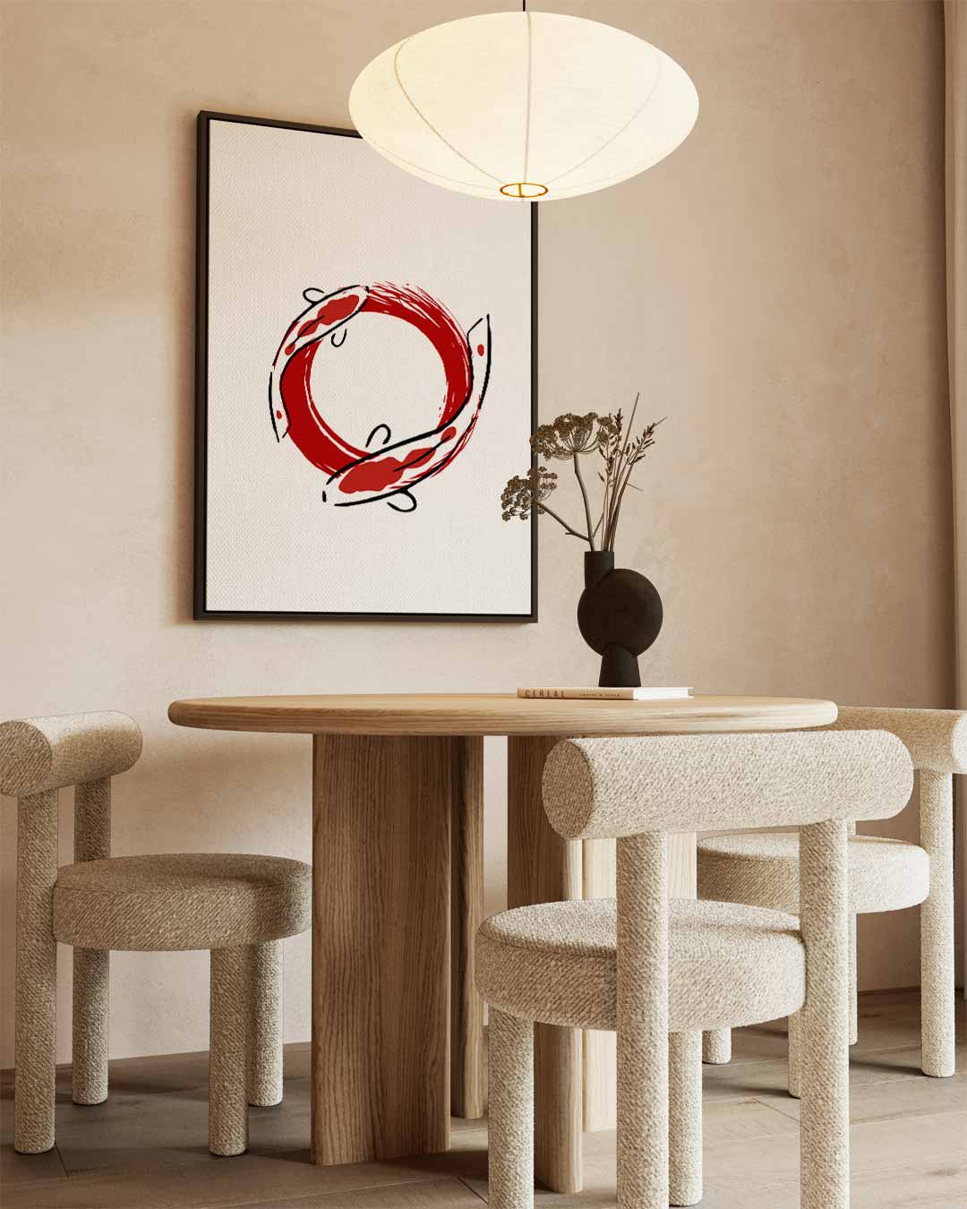 Krachtige Koi Cirkel Kunstwerk-canvas-dibond-plexiglas-wanddecoratie-WallArtistic
