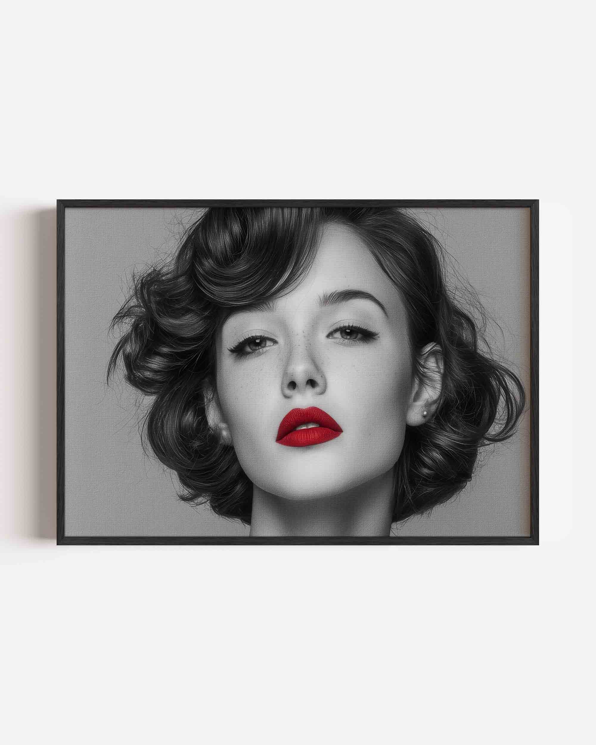 Portret met rode lippen Poster
