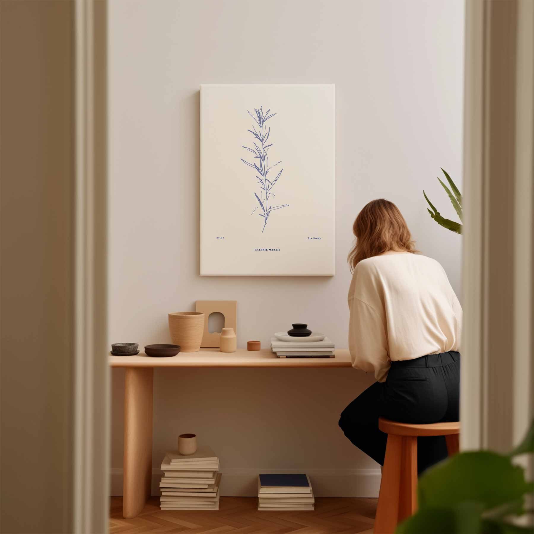 Botanische Blauwdruk Kunstwerk-canvas-dibond-plexiglas-wanddecoratie-WallArtistic