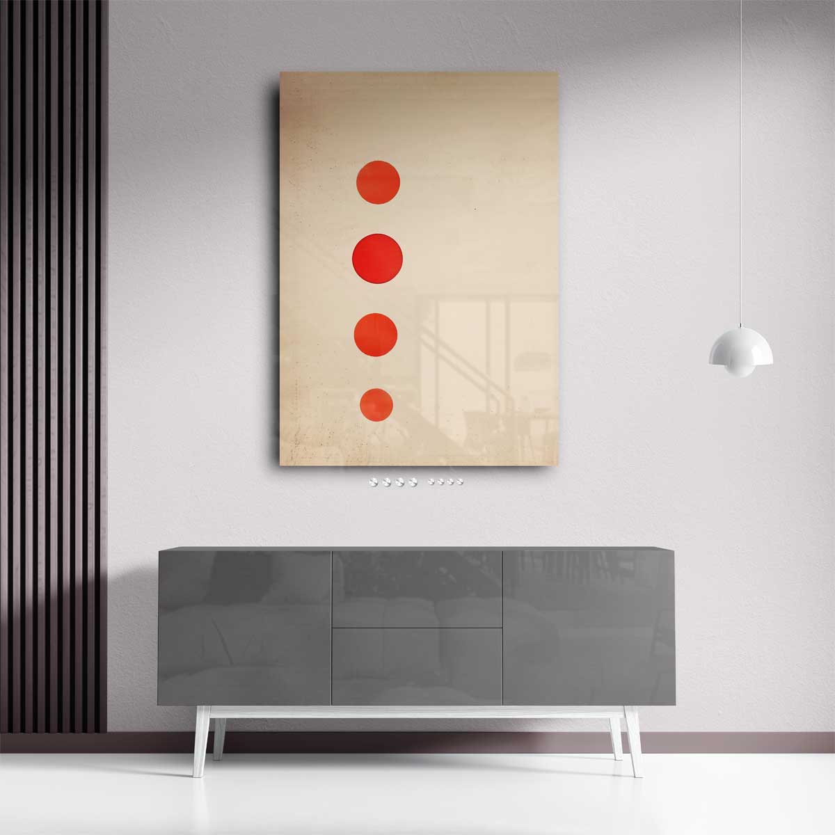 Minimalistisch Rood Cirkelkunstwerk-canvas-dibond-plexiglas-wanddecoratie-WallArtistic