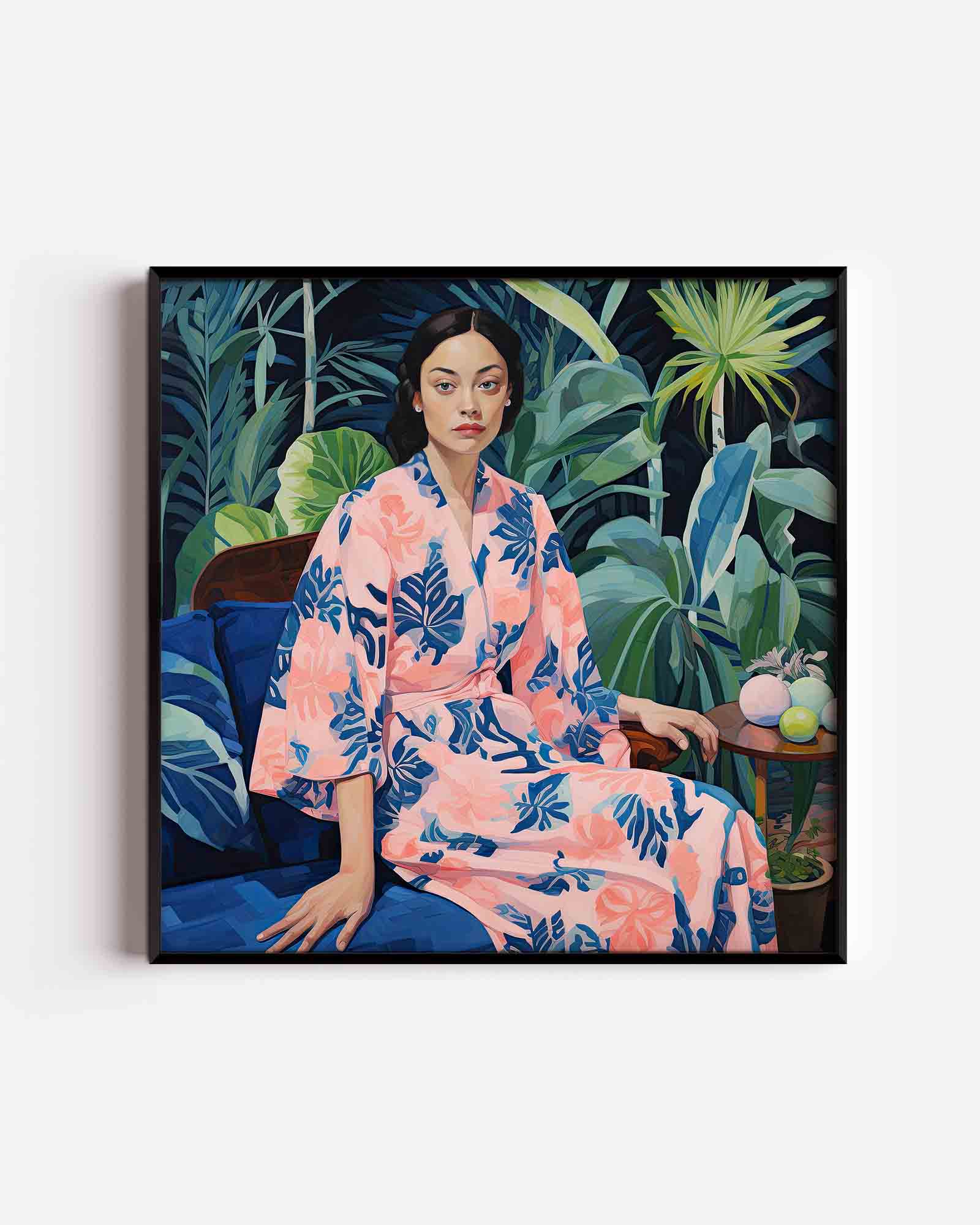 Vrouw in roze kimono Poster