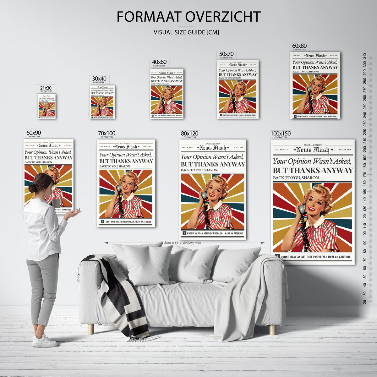 Vrouw met telefoon Poster