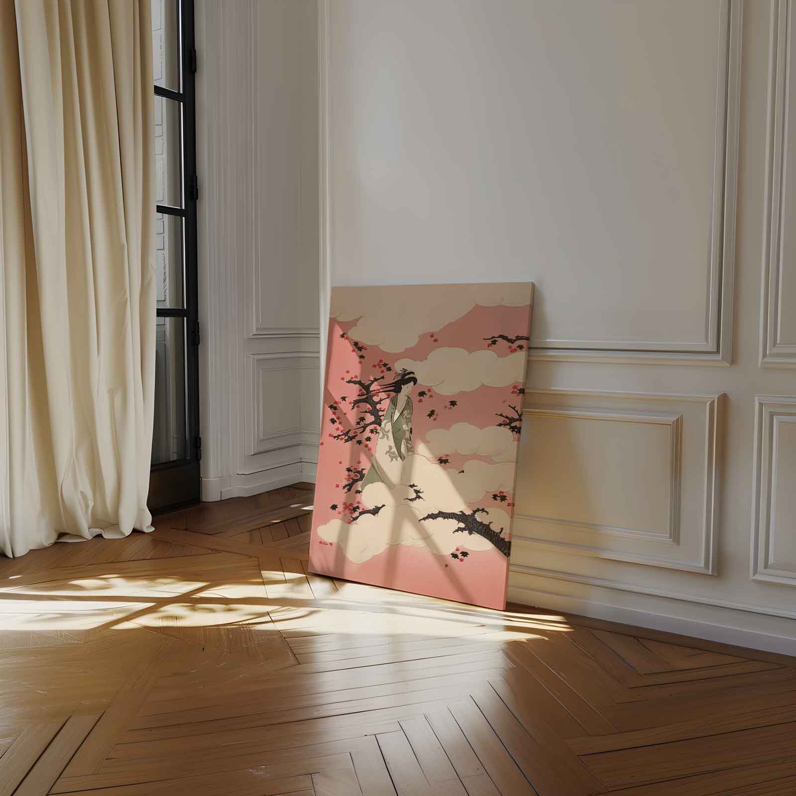 Dromerige Lentevrouw Kunstwerk-canvas-dibond-plexiglas-wanddecoratie-WallArtistic
