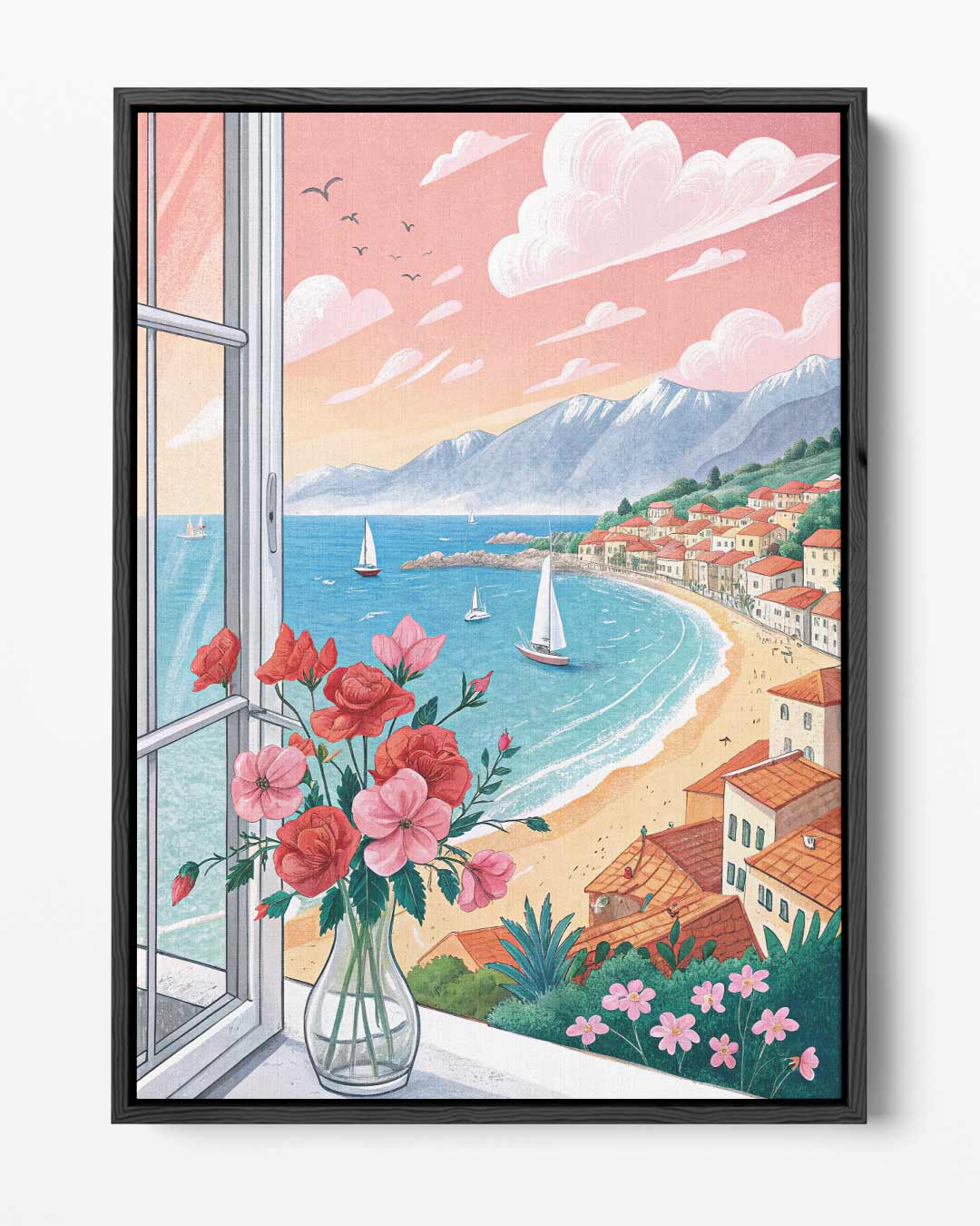 Uitzicht aan de Middellandse Zee Kunstwerk-canvas-dibond-plexiglas-wanddecoratie-WallArtistic