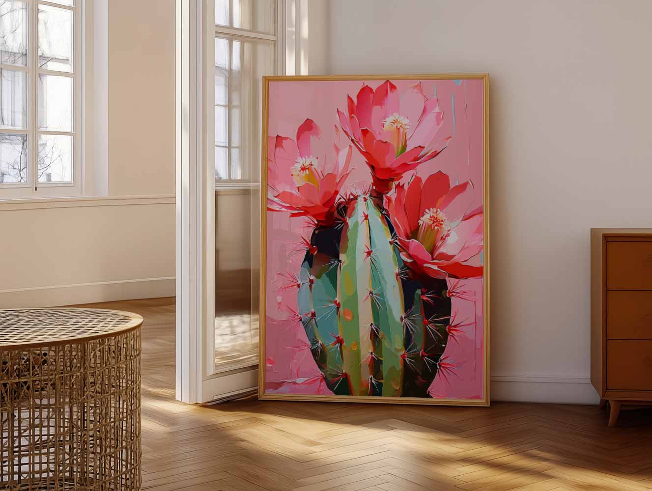 Bloeiende Cactus Kunstposter